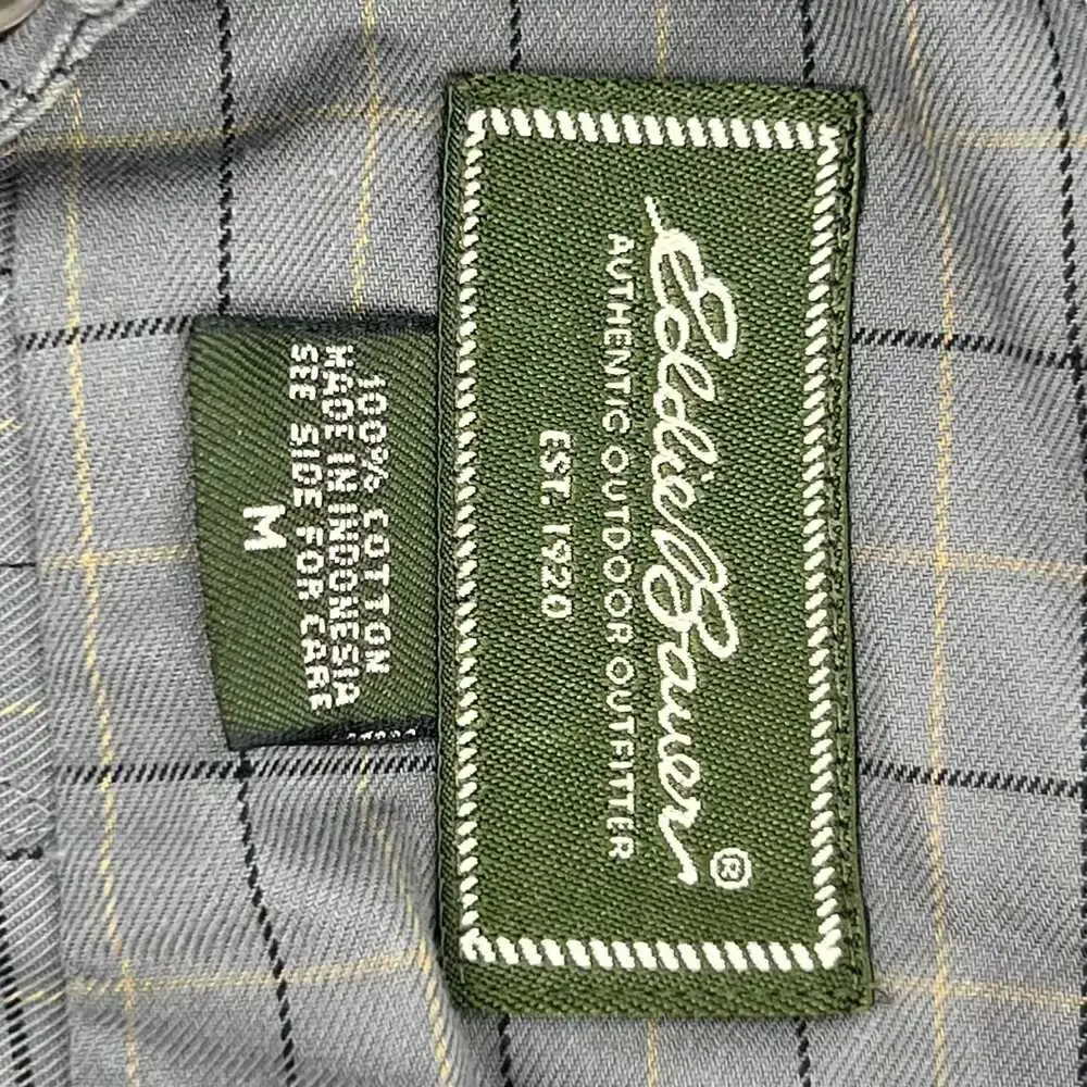 Eddie Bauer Gray Plaid Cotton Long Sleeve Button-Up Shirt | Size M